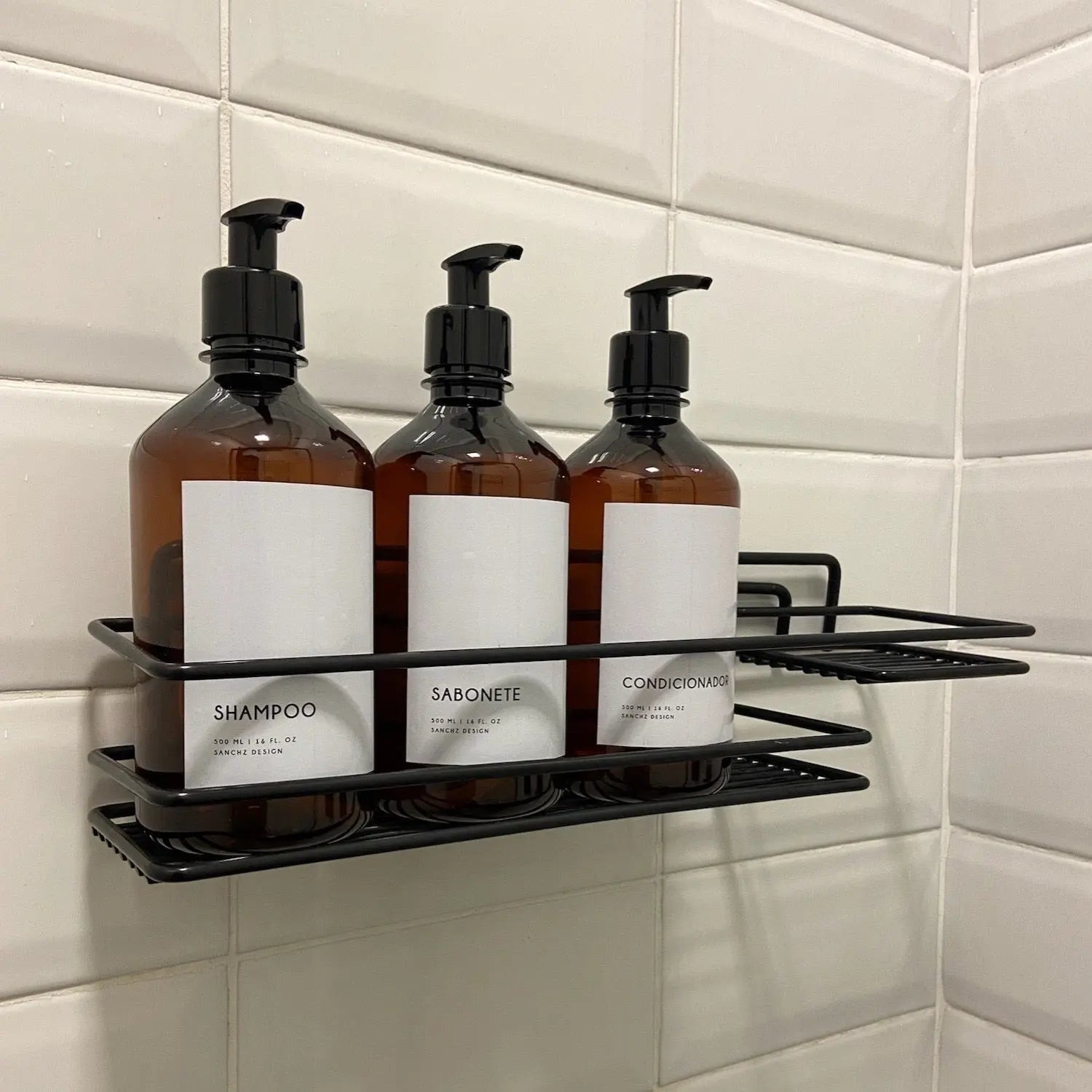 Kit Banheiro Completo Minimal Preto 500ml