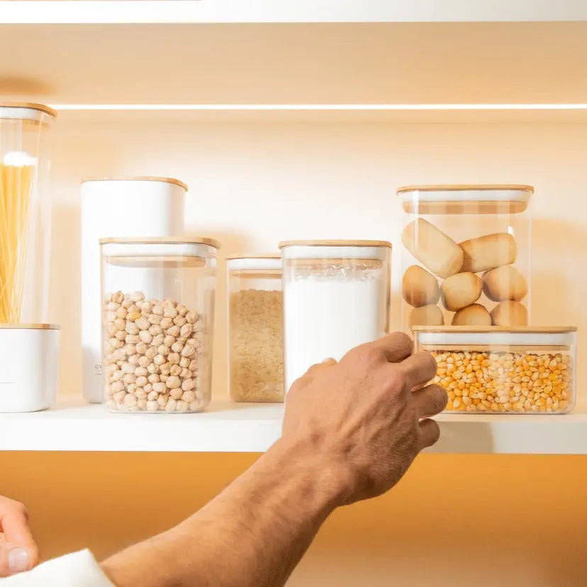 Pote Hermético Organizador Tampa de Bambu Natural Sanchz Design