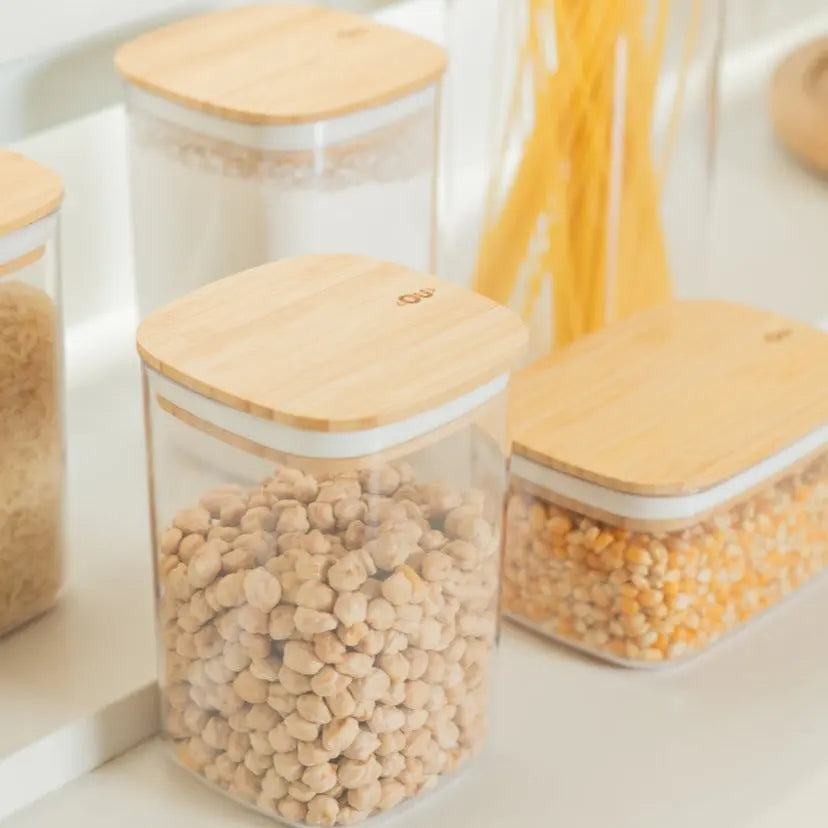 Pote Hermético Organizador Tampa de Bambu Natural Sanchz Design