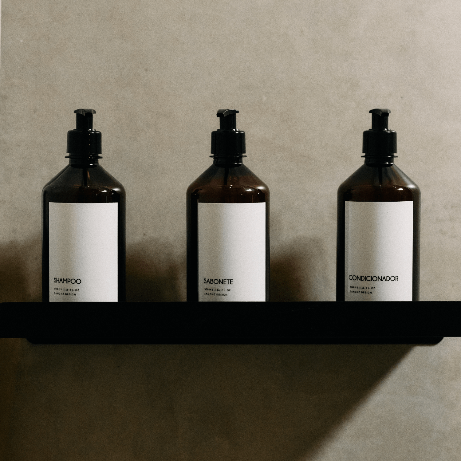 Kit Banheiro Completo Minimal Preto 500ml