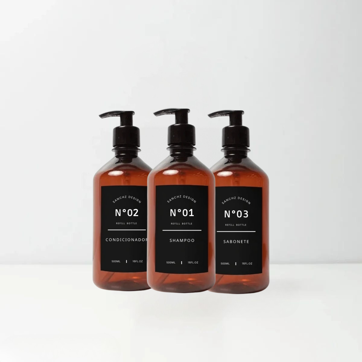 Kit Banheiro Completo Retrô Preto 500ml