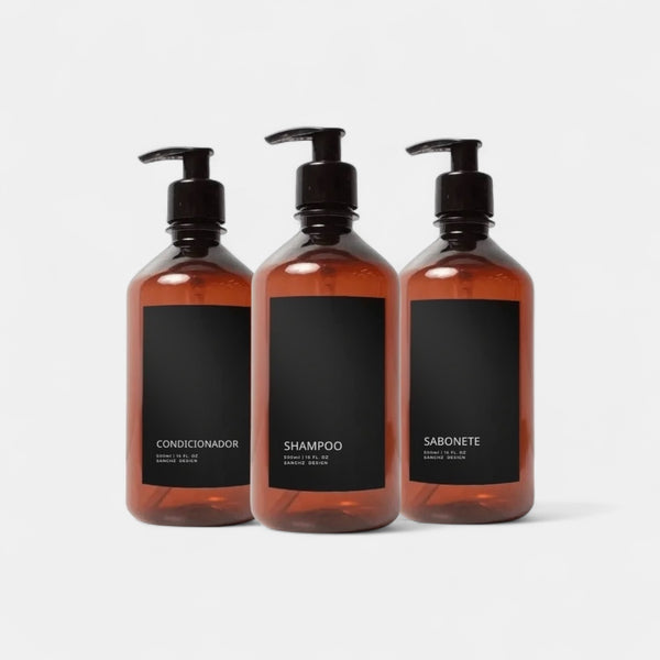 Kit Banheiro Completo Minimal Preto 500ml